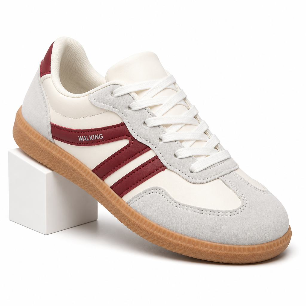 Ozias | Womens Trainers Running Shoes Sports Retro Lace Up Shoes Wine Red packshot