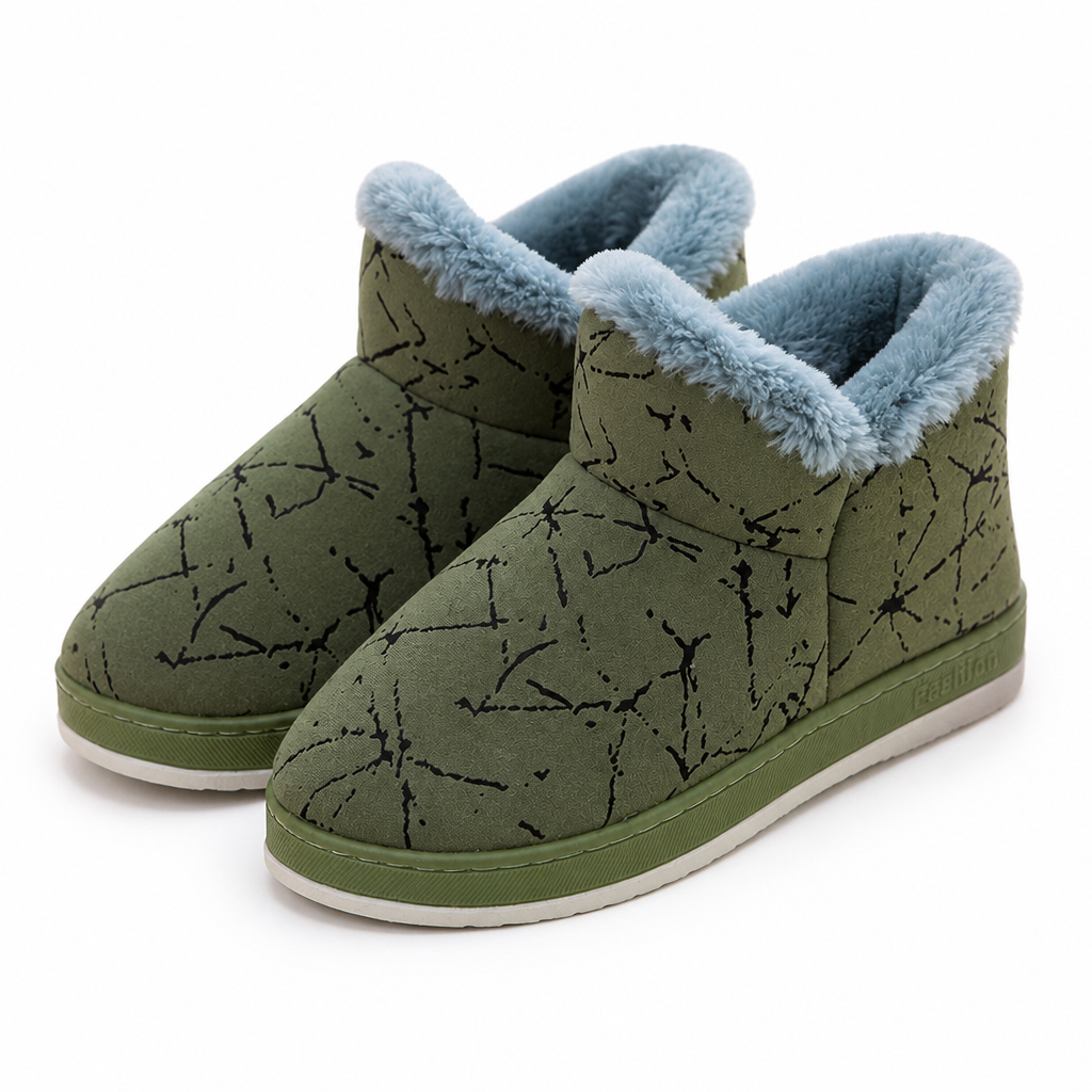 Sasha | Womens Slippers Fluffy Warm Faux Fur House Slippers Green packshot