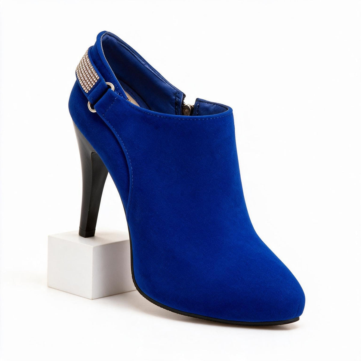 Ophelia | Womens Rhinestone Suede Pointed Toe High Heels Shoes Blue packshot