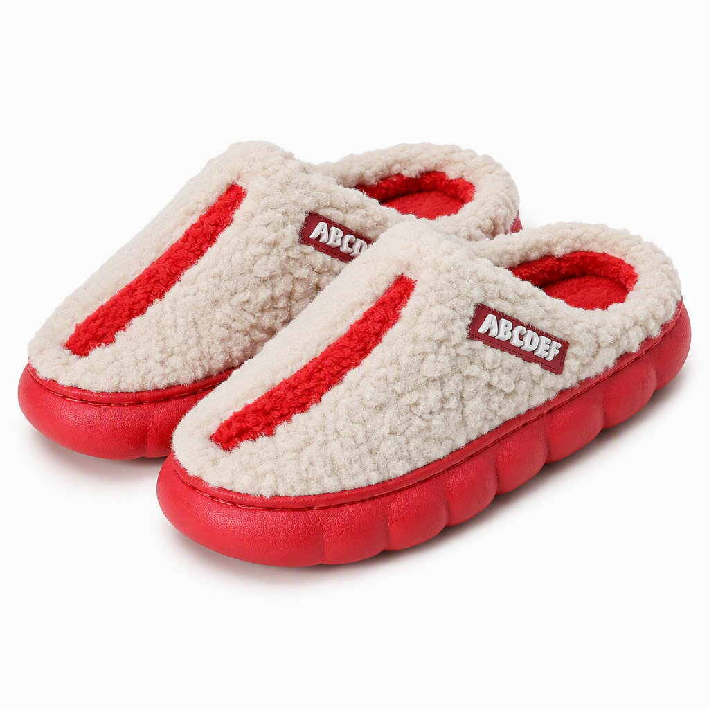 Fisk | Womens Slippers Fluffy Warm Memory Foam House Slippers White packshot