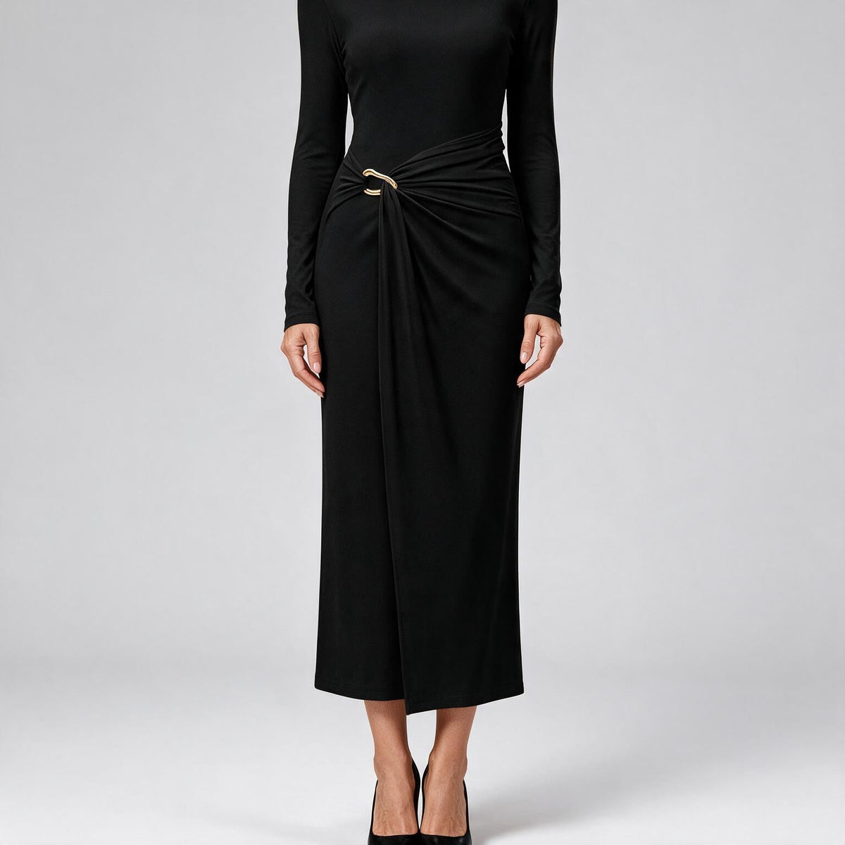Petra | Womens Wedding Guest Long Sleeve Bodycon Midi Prom Dress