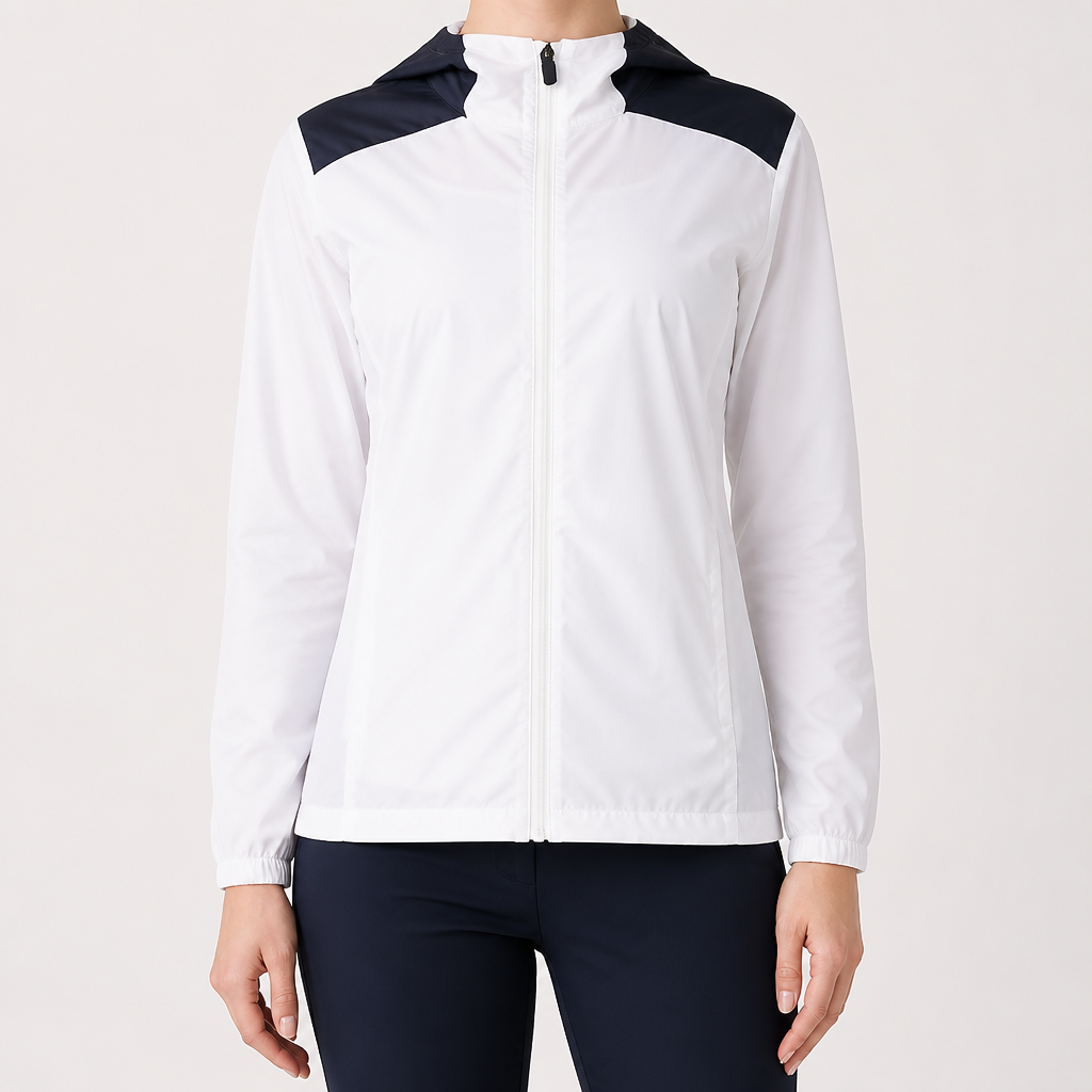 Freya | Womens Water Resistant Hooded Windbreaker Jacket, White