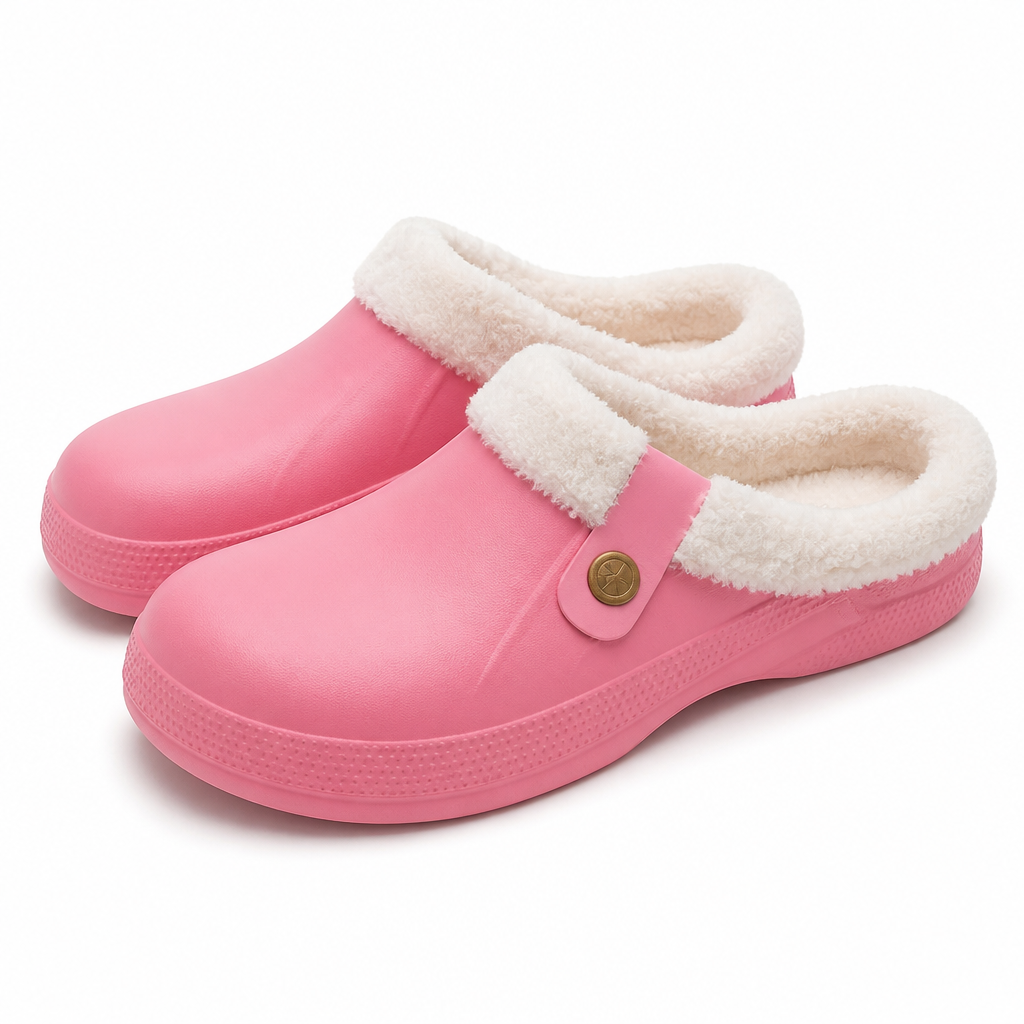 Pearl | Womens Slippers Winter Warm Plush Cotton House Slippers Pink White packshot
