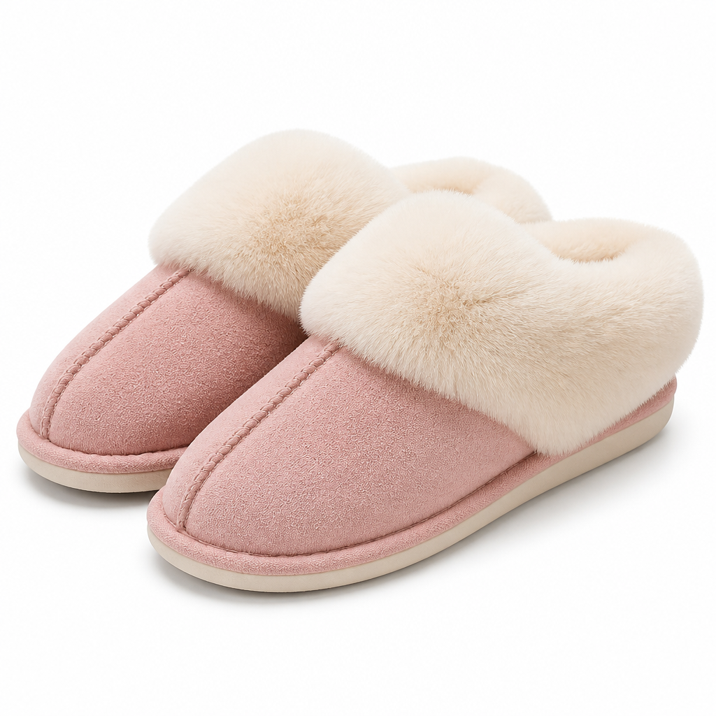 Ivar | Womens Slippers Fluffy Warm Memory Foam House Slippers Pink packshot