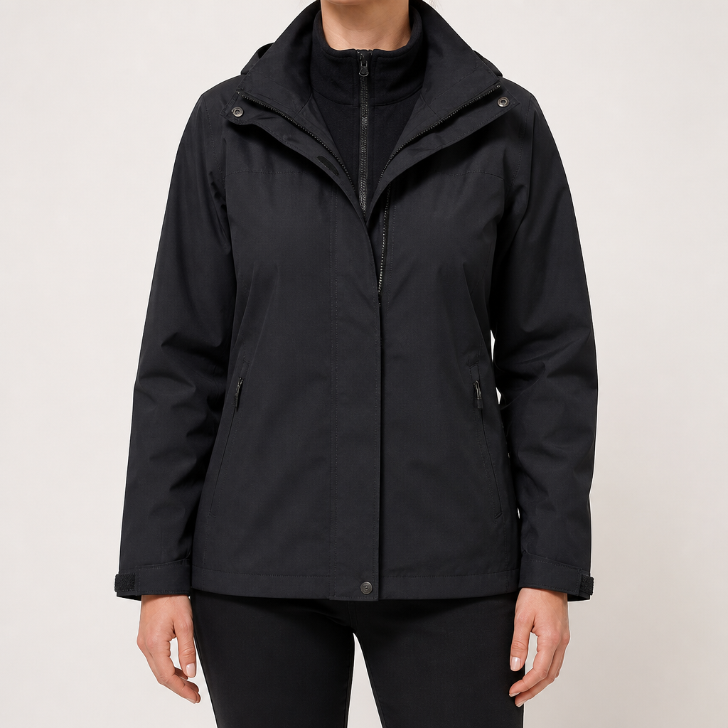 Imogen | Womens Waterproof Hooded 3-in-1 Jacket Fleece Lined, Black 2