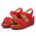Renata | Womens Wedge Sandals Round Toe Cut Out Comfort Summer Sandals Red packshot