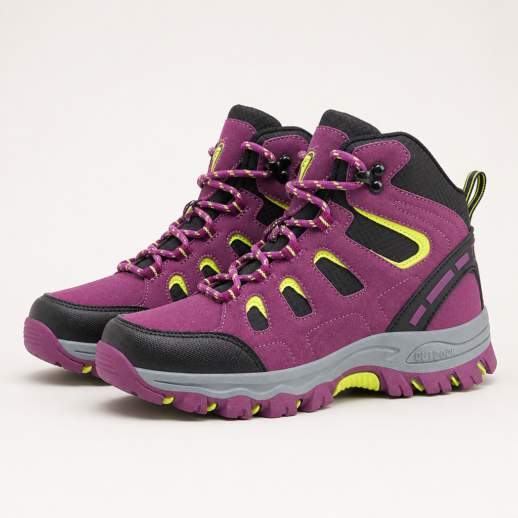Rowan | Womens Water Resistant Breathable High Top Walking Hiking Boots, Purple