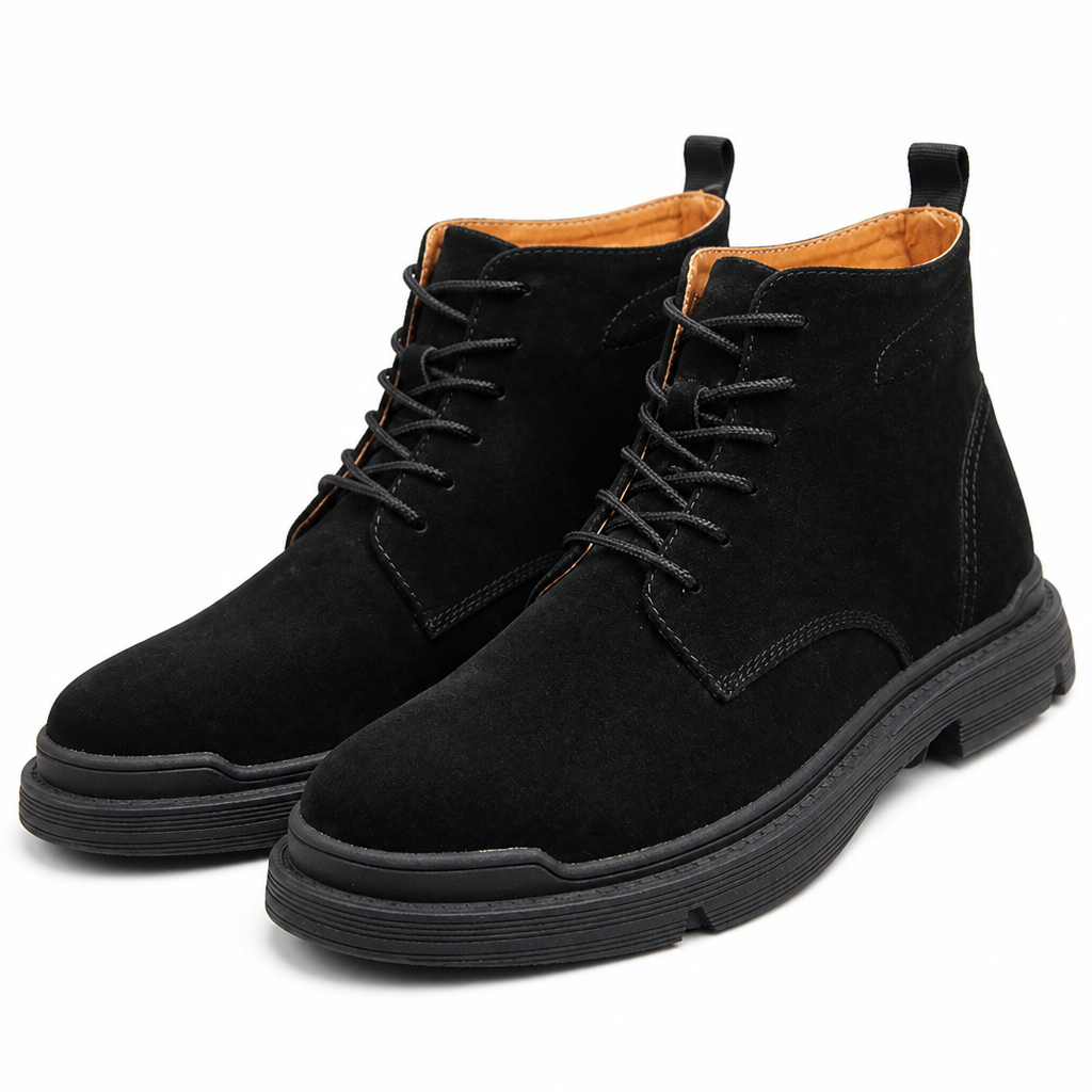 Cormac | Mens Leather Ankle Vintage Lace Up Casual Boots Black packshot