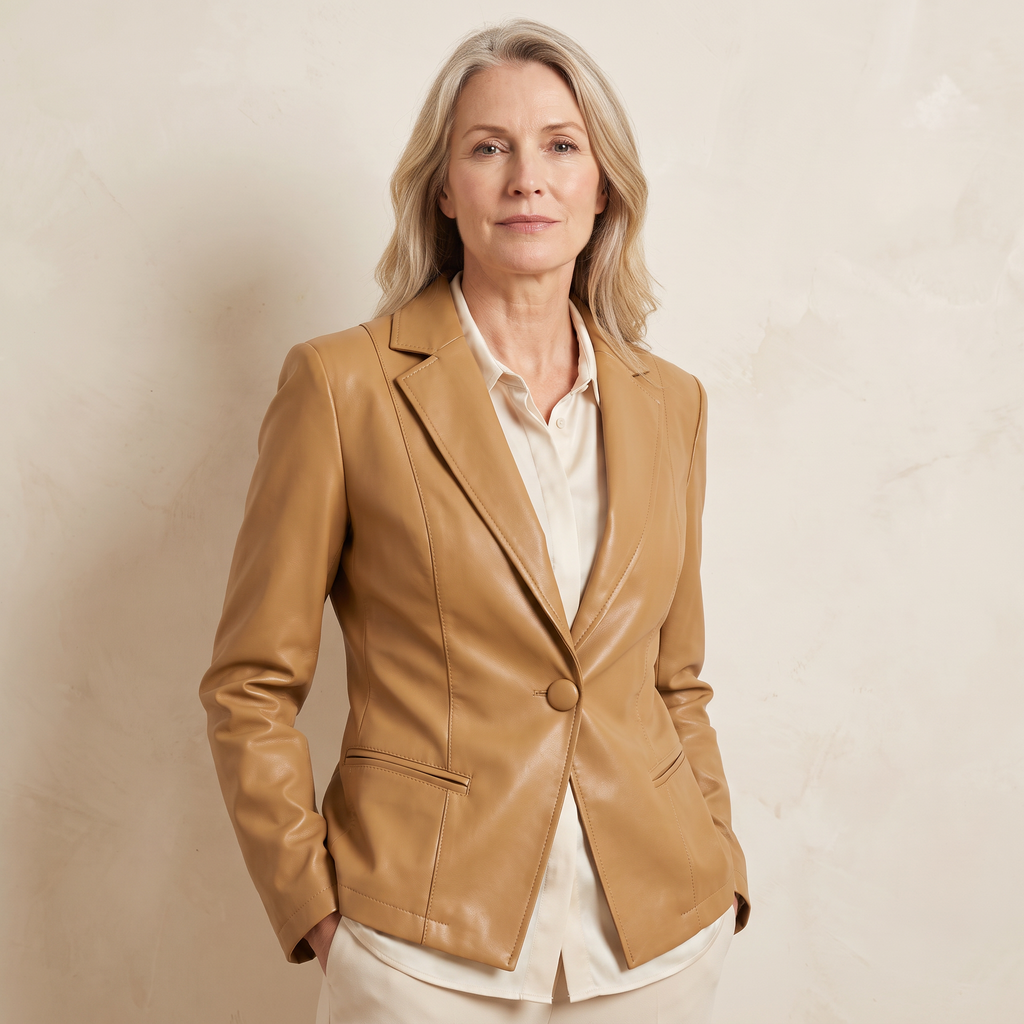 Coralie | Fitted Blazer Jacket Leather Notched Lapel