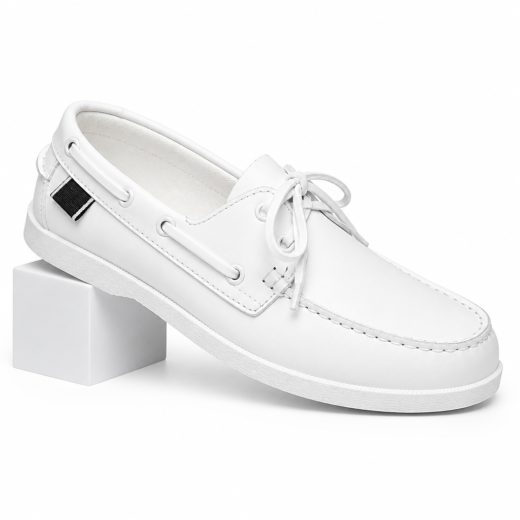 Rory | Mens British Lace Up Casual Smart Loafers Shoes White packshot