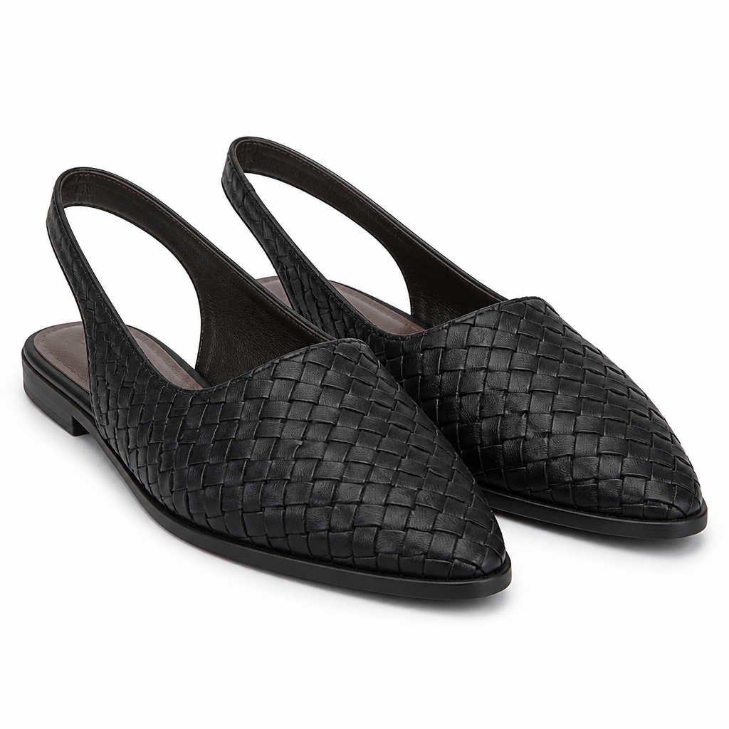 Marisol | Womens Pointed Toe Buckle Strap Flat Sandals Black packshot