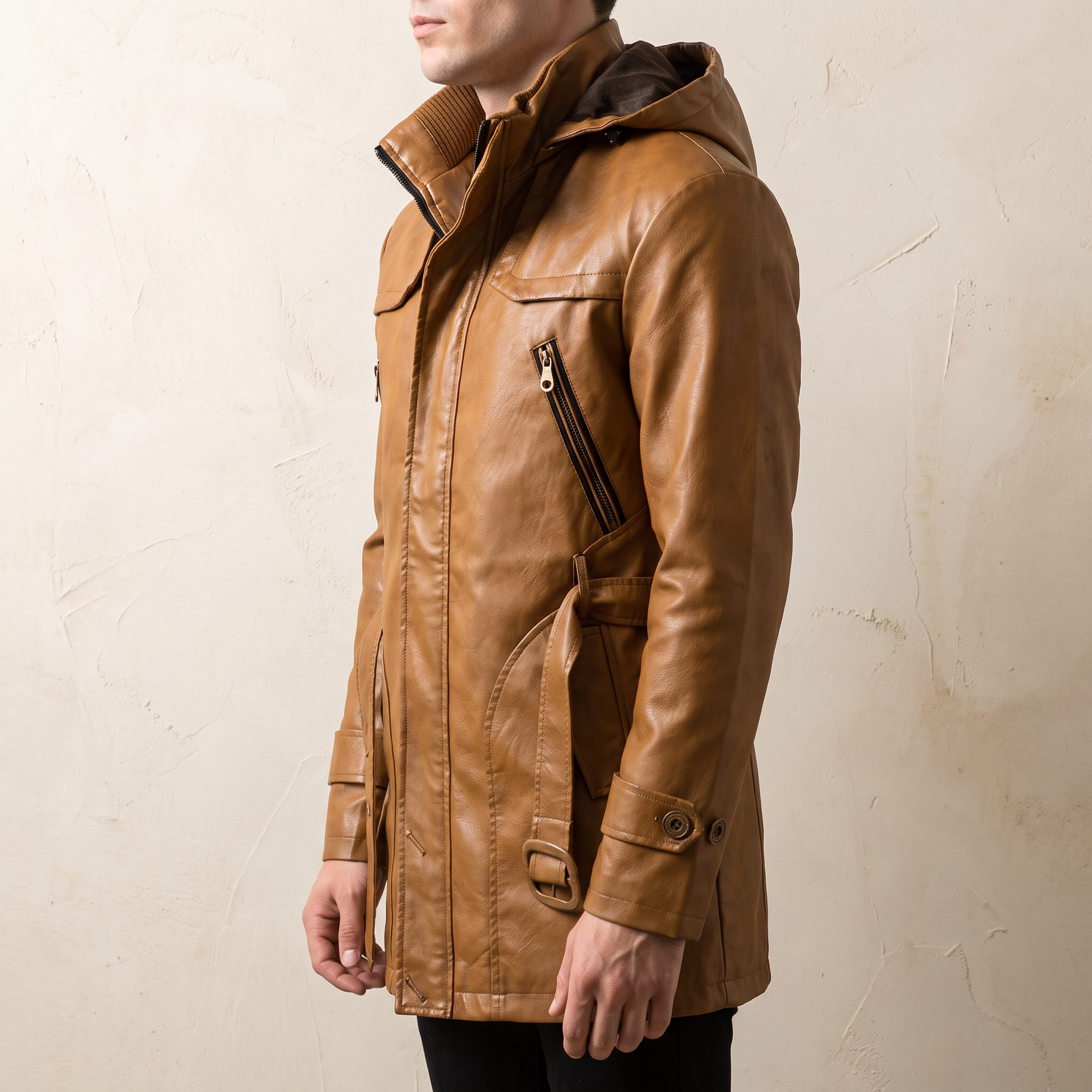 Denby | Leather Jacket Coat Hooded