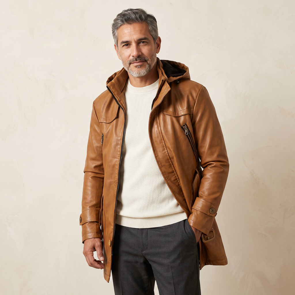 Denby | Leather Jacket Coat Hooded