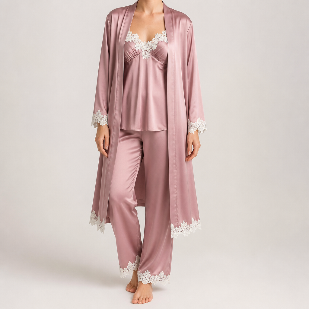 Delphine | Womens Cami Two Piece Pyjama Set, Dusty Pink