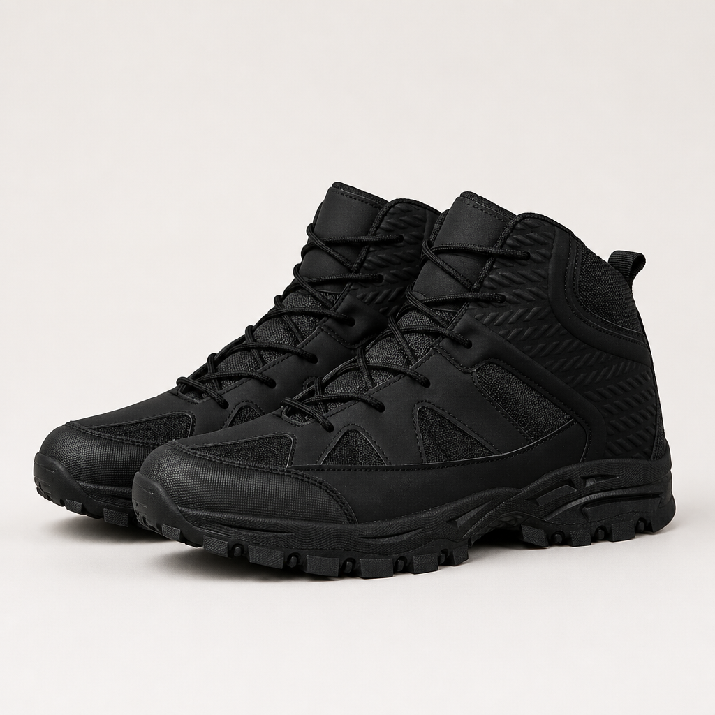 Marcus | Mens High Top Walking Hiking Boots, Black