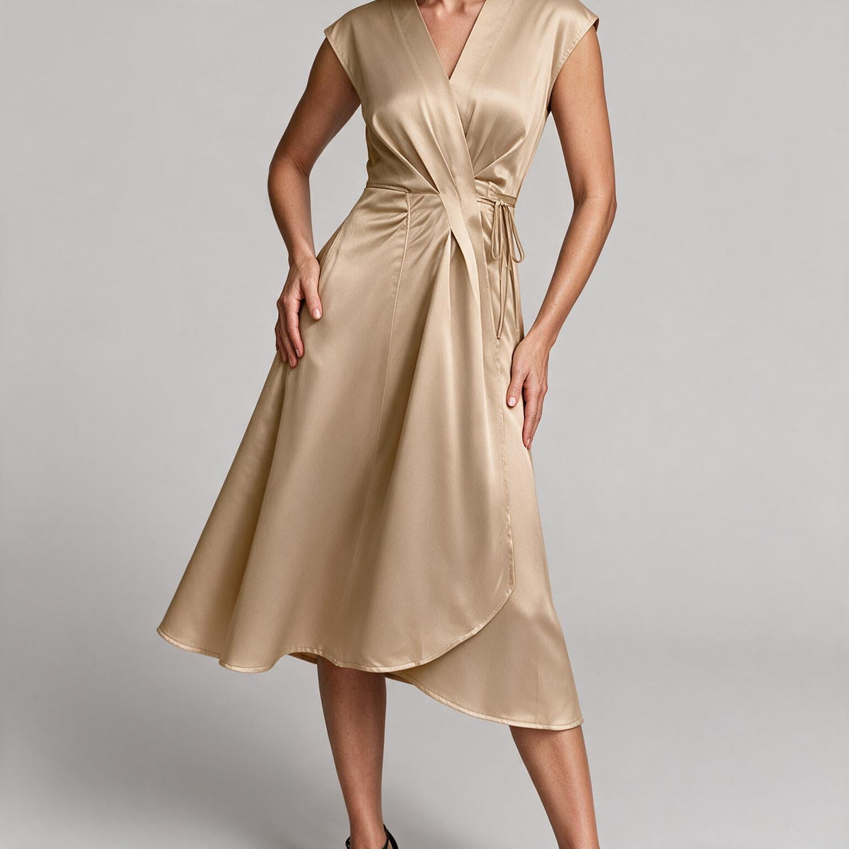 Sylvie | Cocktail Satin Midi Wedding Guest Evening Formal Dresses