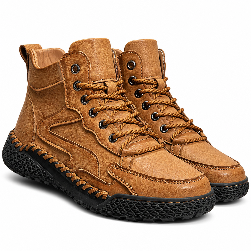 Zeb | Mens Ankle Boots Lace Up High Top Casual Boots Brown packshot