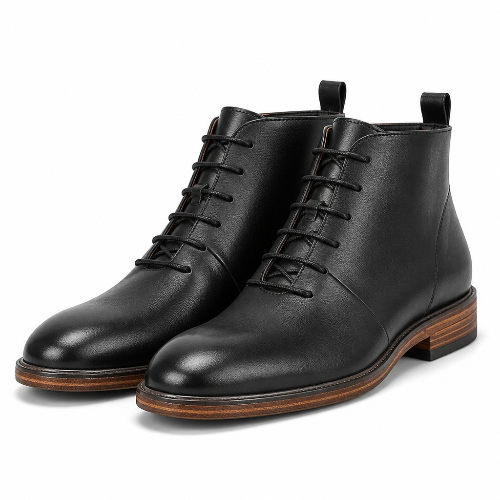 Grayson | Mens Leather Boots Retro High Top Ankle Work Boots Black packshot