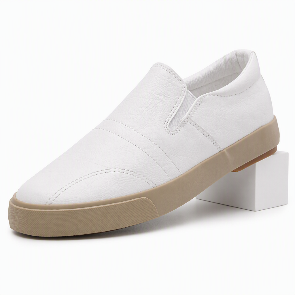 Cassius | Mens Slip on Lightweight Casual Leather Shoes White packshot