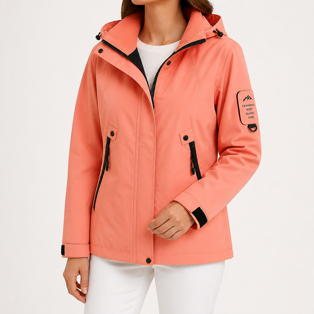 Rowan | Womens Waterproof 3 in 1 Hooded Jacket, Coral Orange
