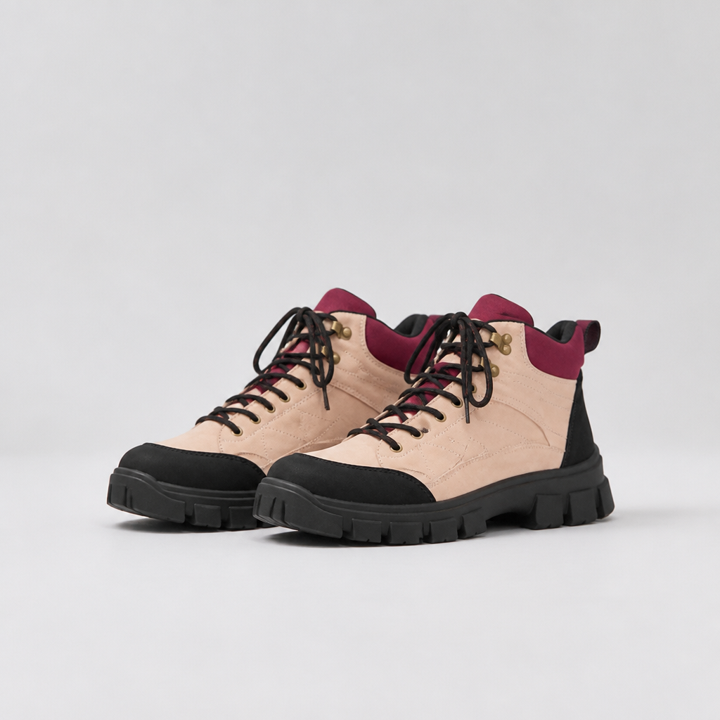 Sawyer | Womens Chunky Platform Lace Up Ankle Combat Boots, Chestnut 2