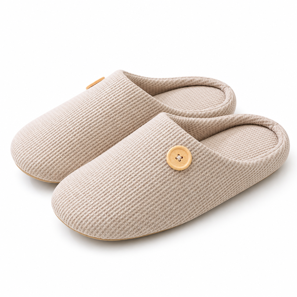 Romy | Womens Slippers Fluffy Warm Cotton House Indoor Slippers Khaki packshot