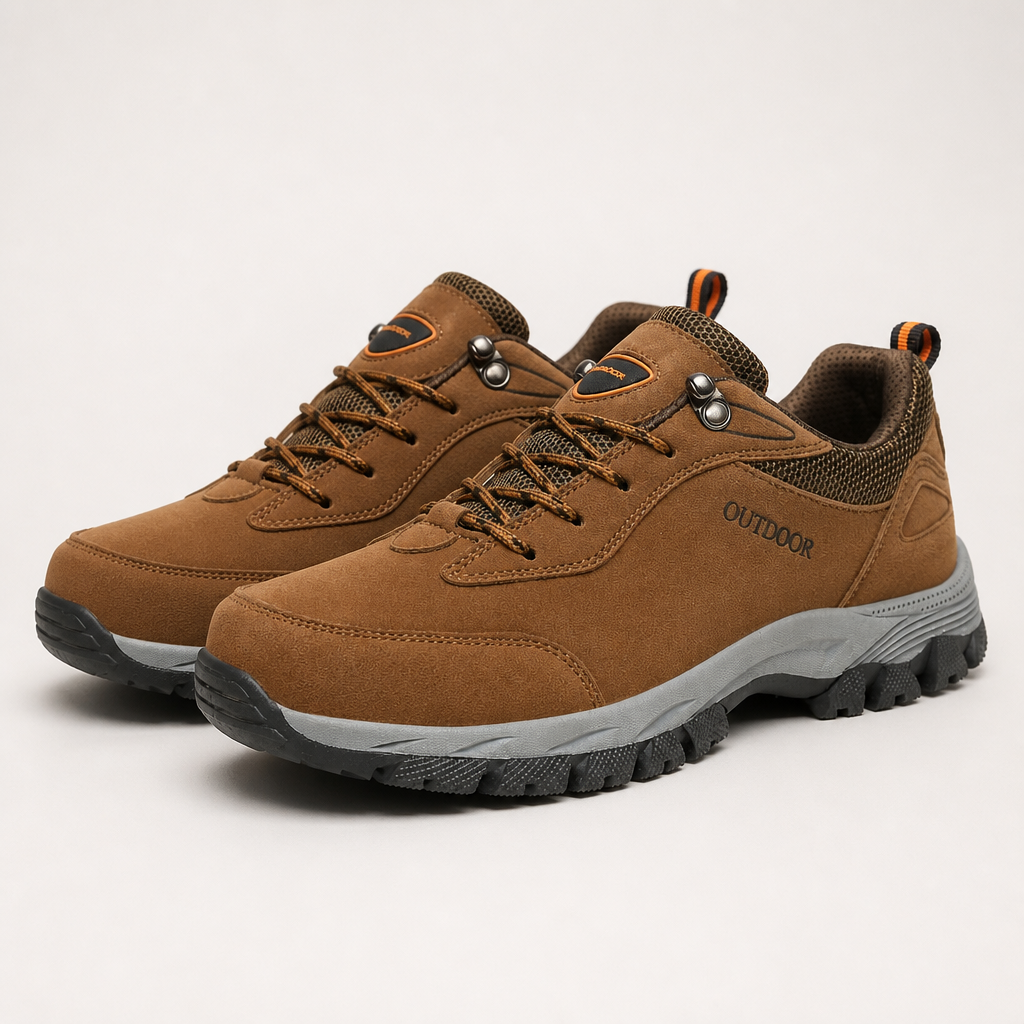 Callum | Mens Wide Fit Walking Hiking Shoes, Brown