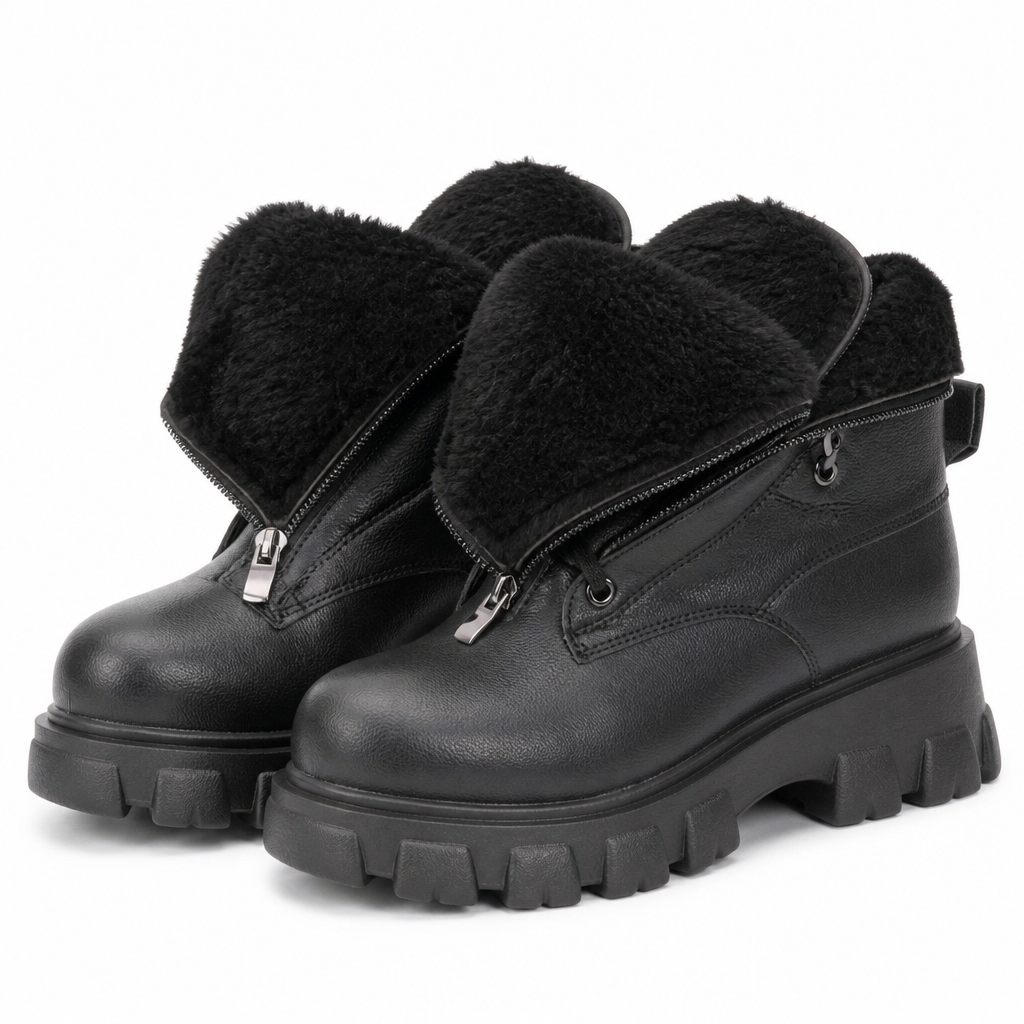 Edmund | Womens Snow Boots Fleece Lined Warm Mid Calf Winter Boots Black packshot