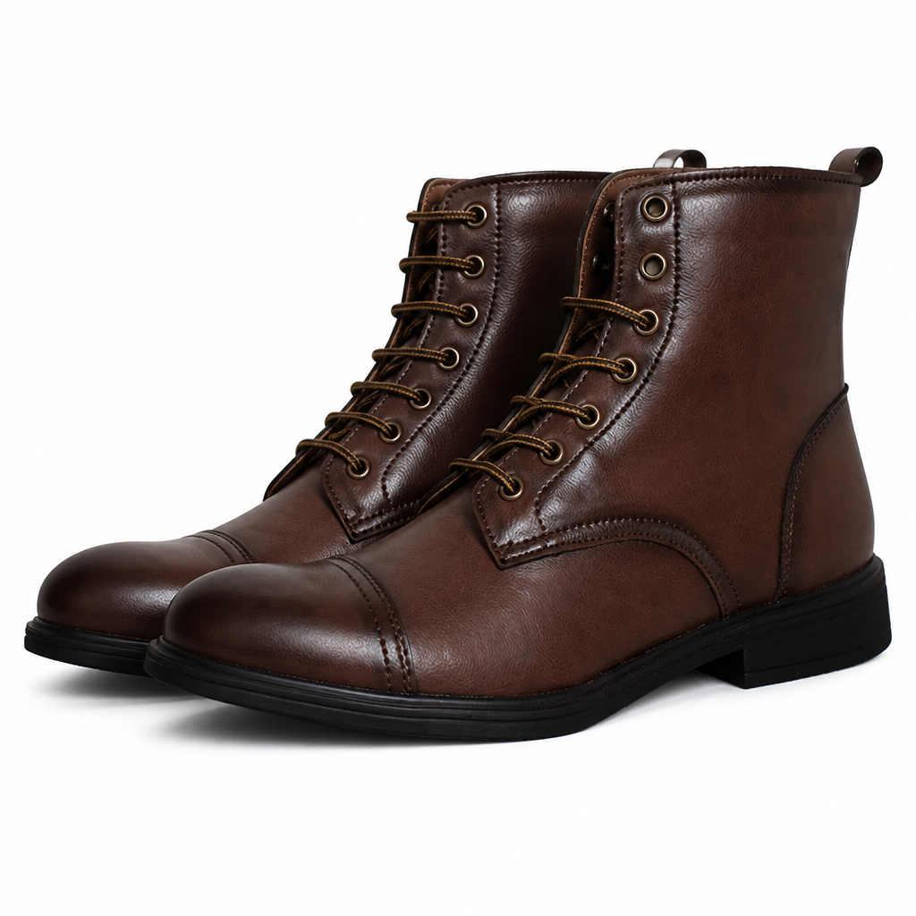 Merrick | Mens Leather Lace Up Autumn Winter Ankle Boots Dark Brown 2 packshot