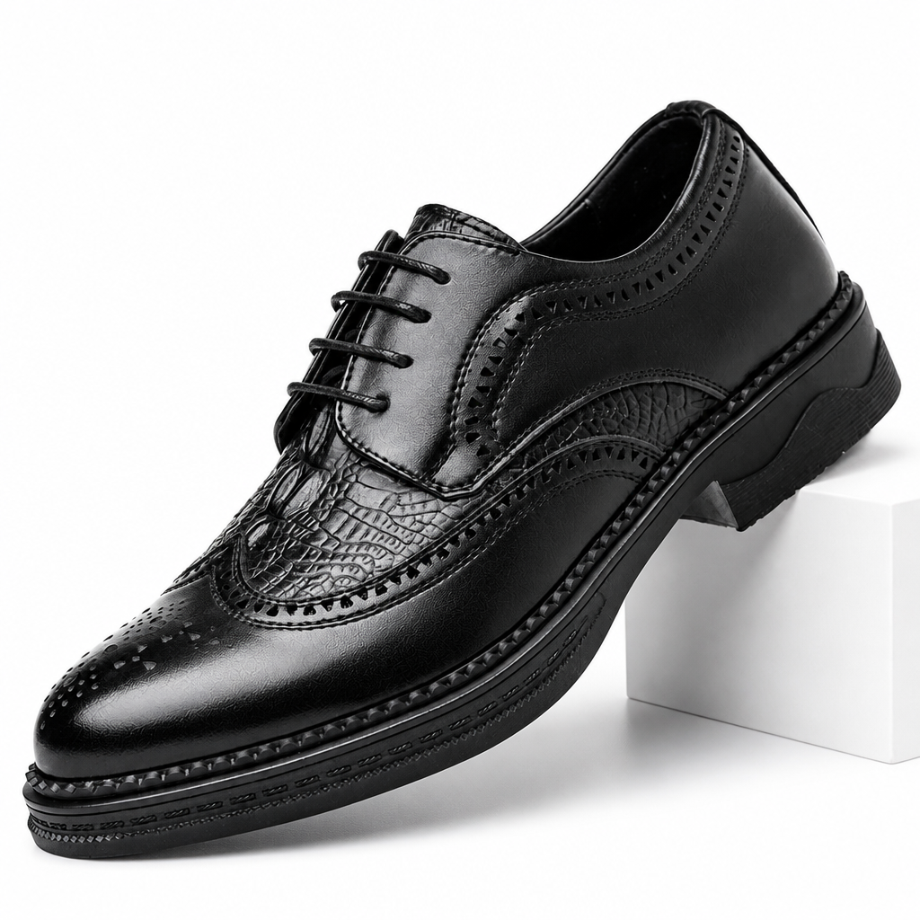 Baxter | Mens Leather Brogue Business Formal Casual Wedding Shoes Black 2 packshot