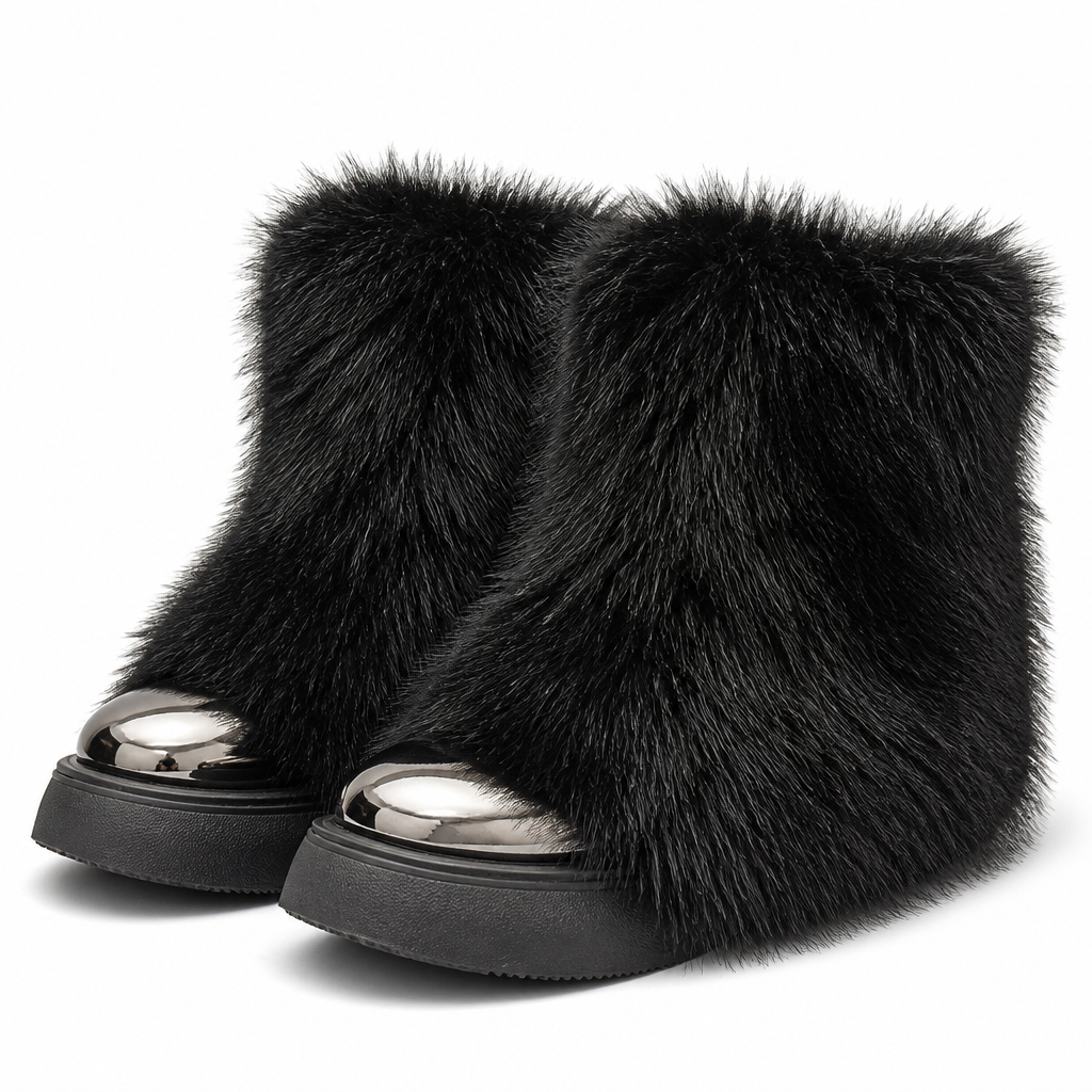 Finnian | Womens Snow Boots Fleece Lined Non Slip Warm Winter Ankle Boots Black packshot