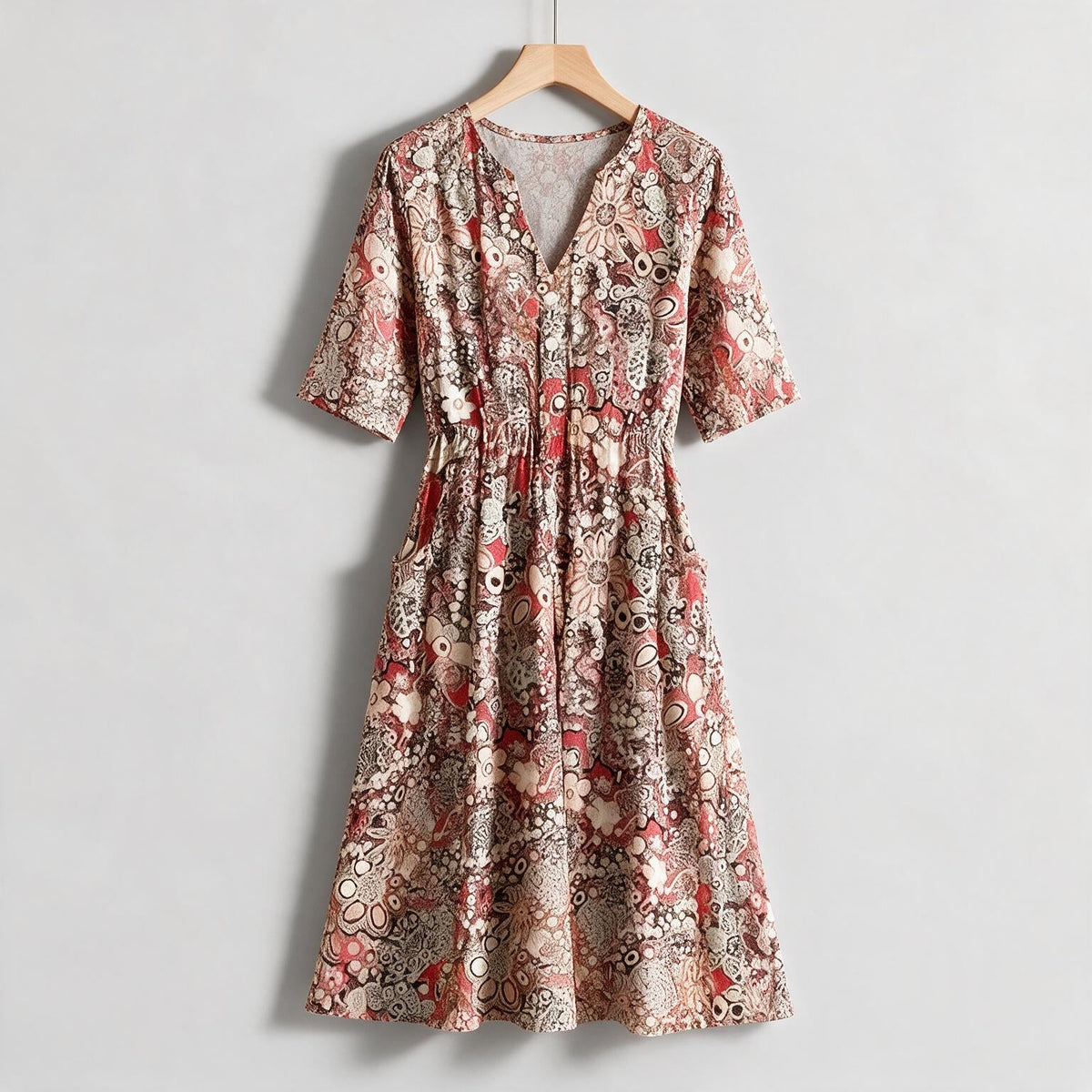 Coraline | Womens Summer Dresses V Neck Printed Vacation Holiday Dress on hanger