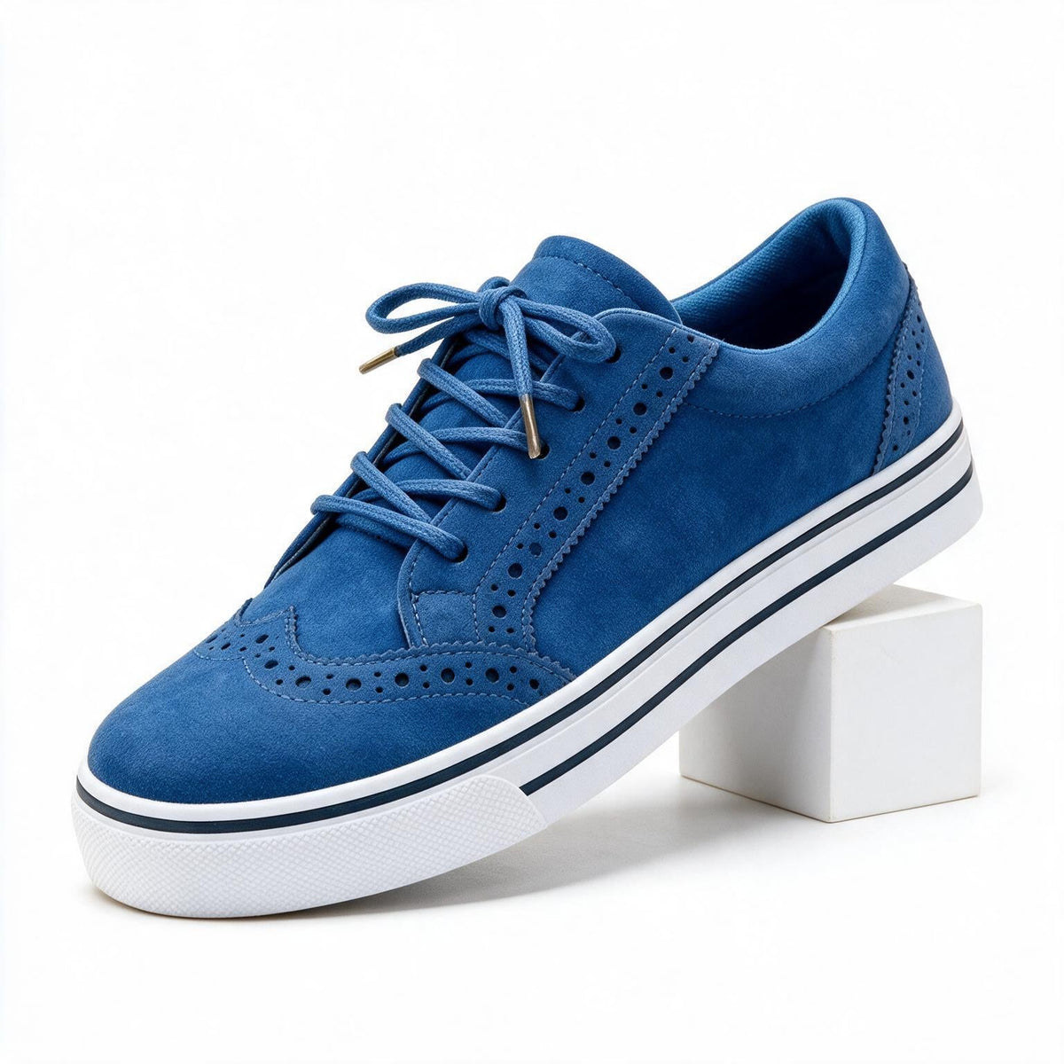 Lavinia | Womens Comfortable Lace Up Casual Flat Round Toe Shoes Blue packshot