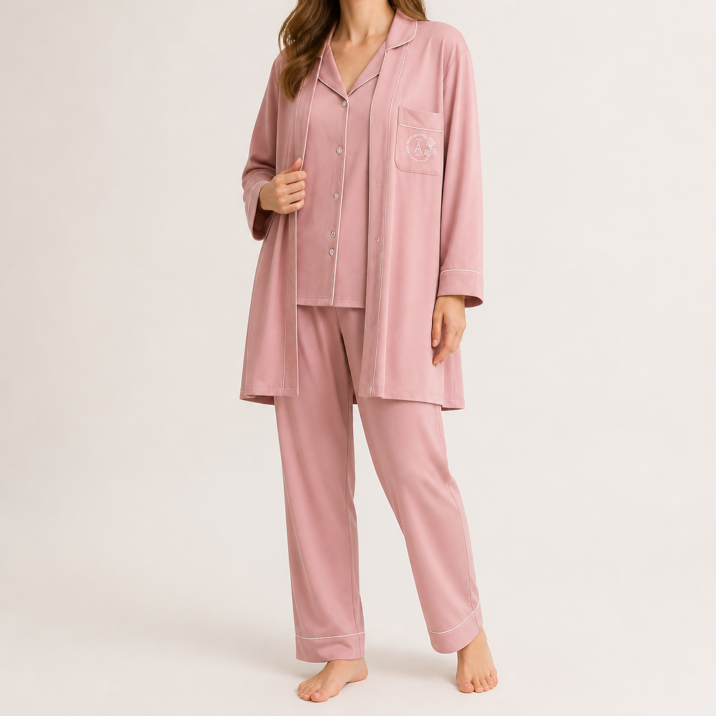 Arabella | Womens Cotton Long Sleeve Pyjama Set, Rose Pink