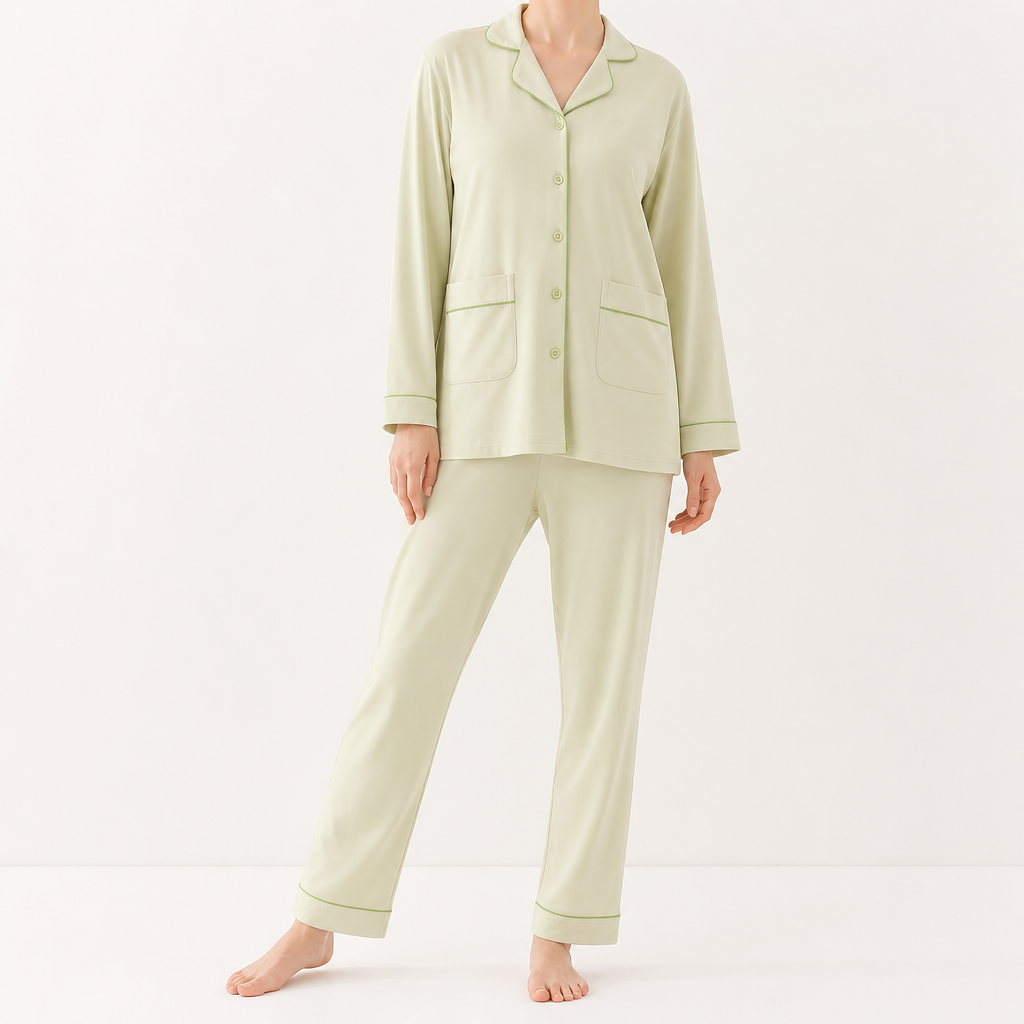 Arabella | Womens Cotton Long Sleeve Pyjama Set, Sage Green