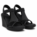 Romina | Womens Wedge Heel Sandals Roman Strappy Summer Comfort Sandals Black packshot