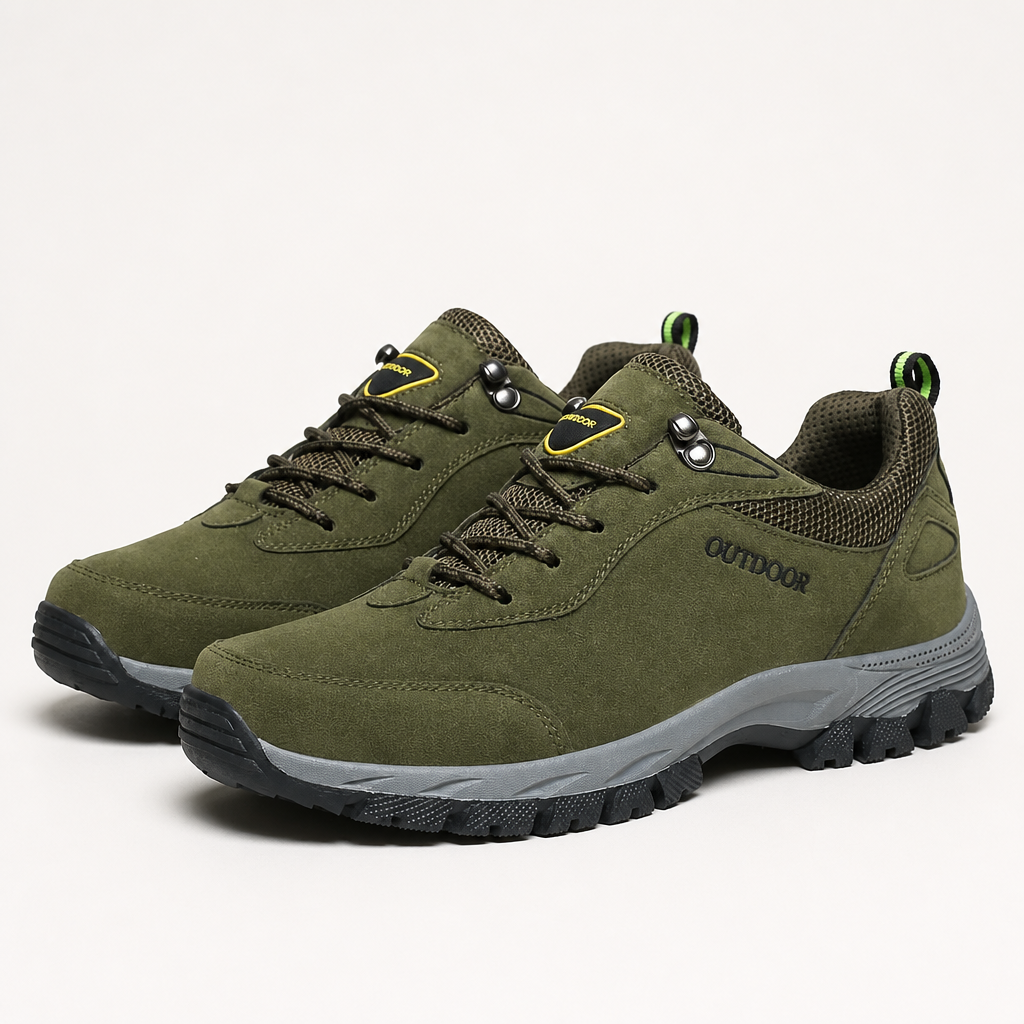 Callum | Mens Wide Fit Walking Hiking Shoes, Green