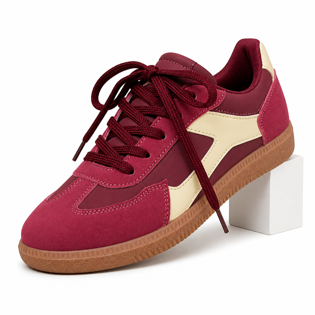 Ozias | Womens Trainers Running Shoes Sports Retro Lace Up Shoes Burgundy packshot