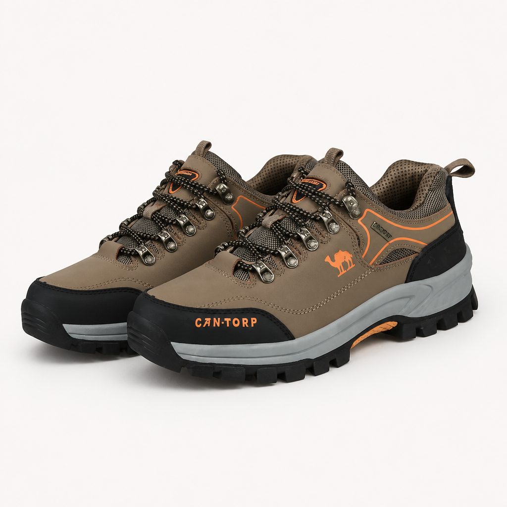 Duncan | Mens Waterproof Leather Walking Hiking Shoes, Khaki 3