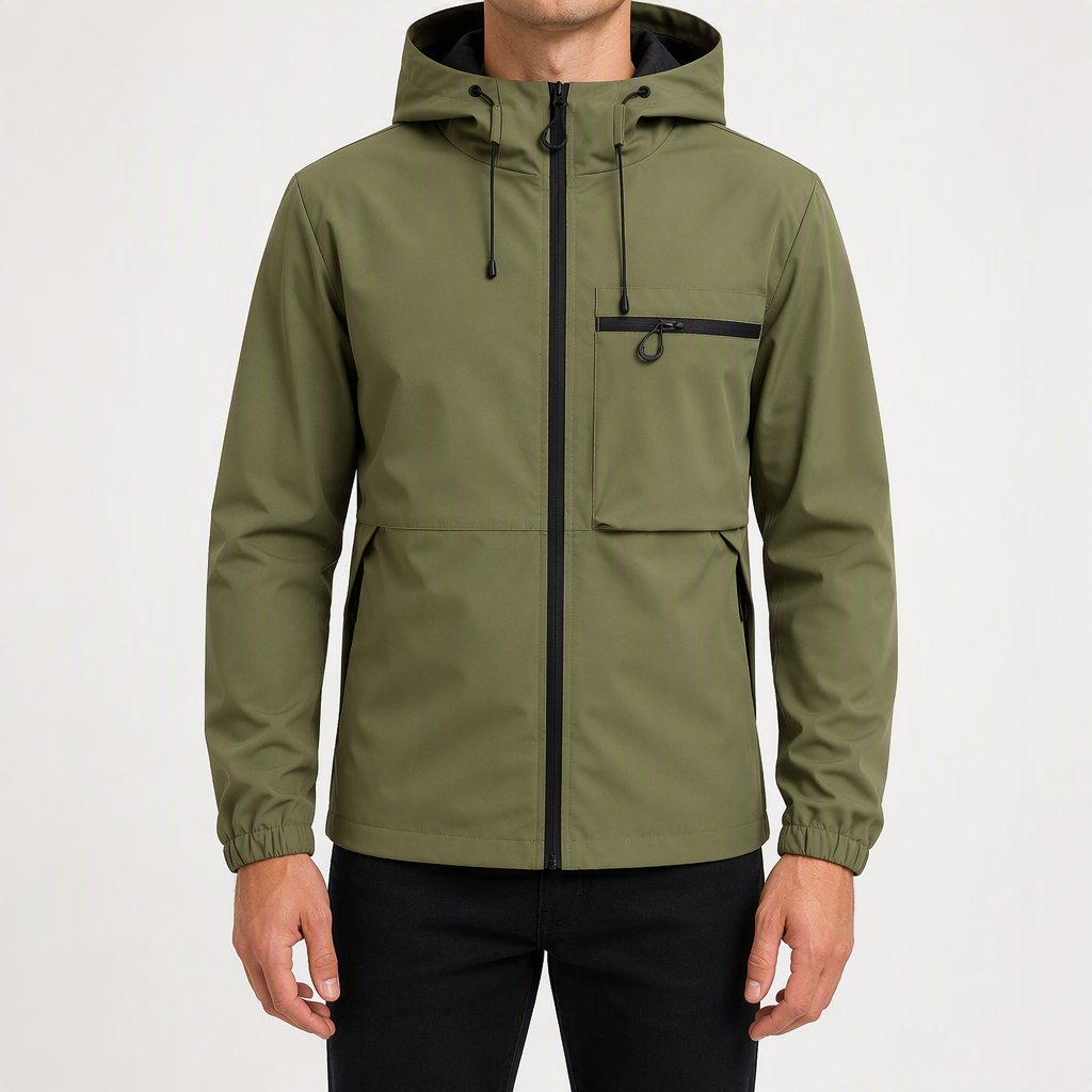 Harrison | Mens Waterproof Hooded Softshell Jacket, Army Green