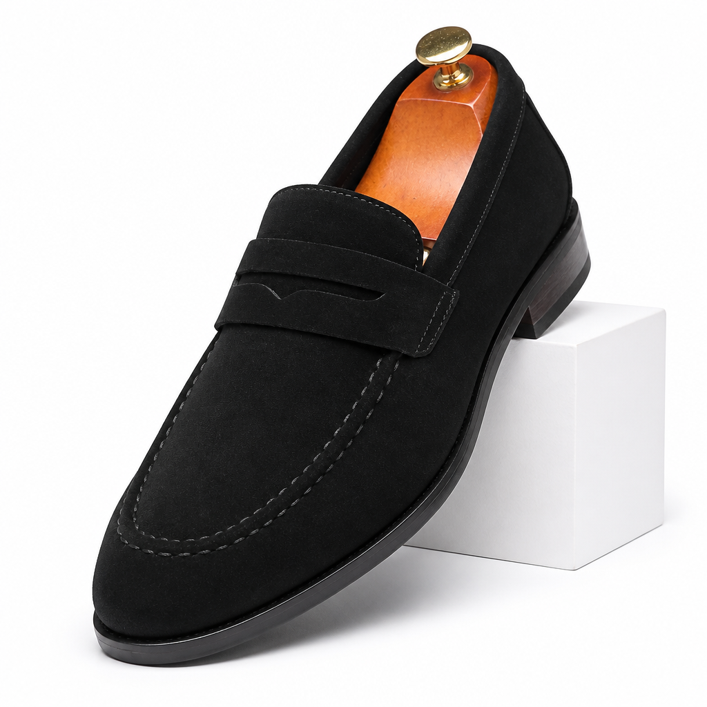 Jarrett | Mens Loafers Slip on British Casual Shoes Black packshot