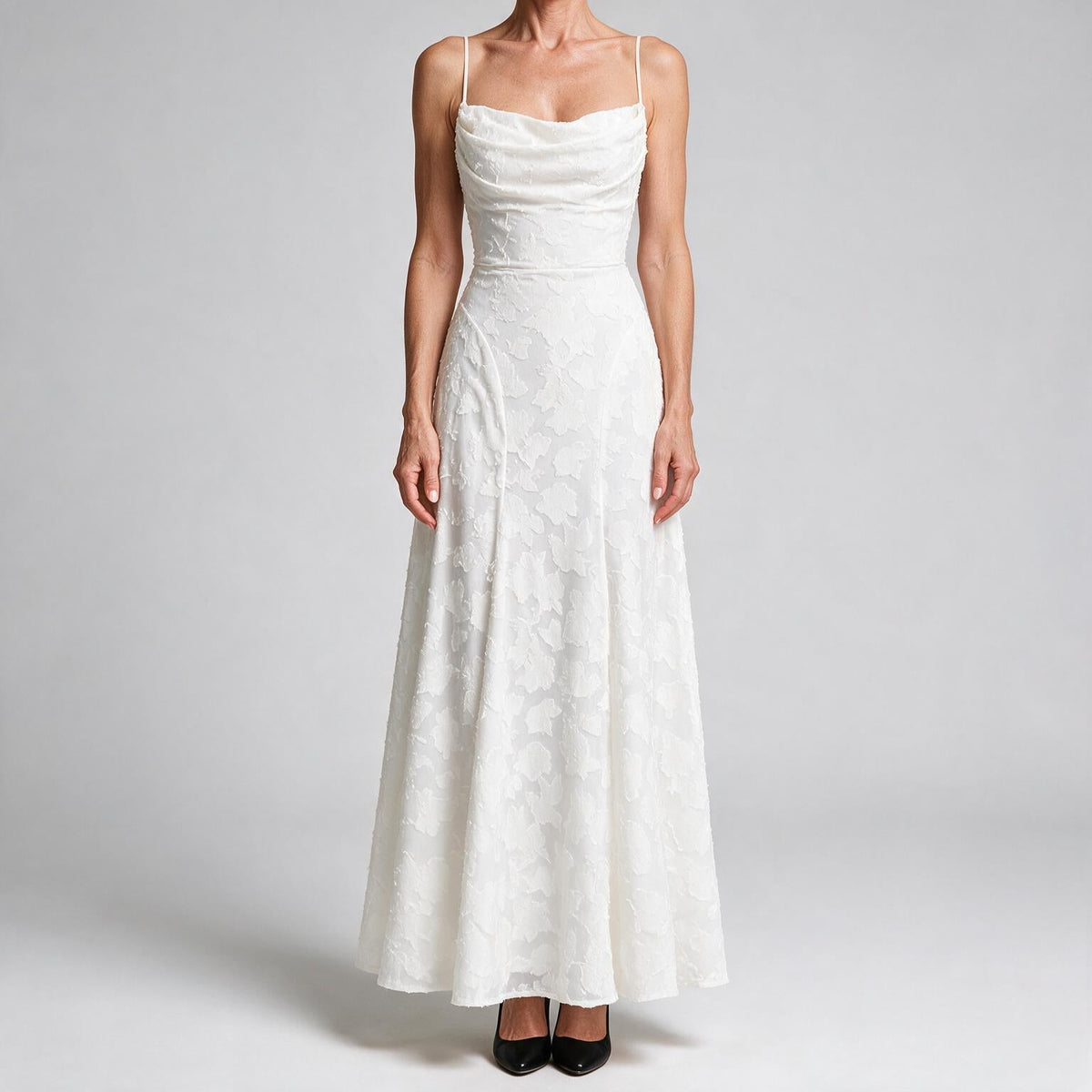 Colette | Womens Wedding Guest Maxi Lace A-Line High Waist Dresses White