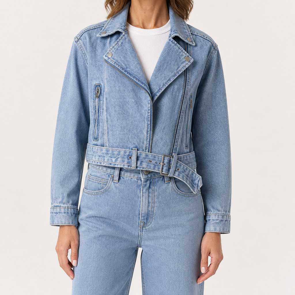 Elodie | Womens Washed Cotton Denim Jacket, Blue
