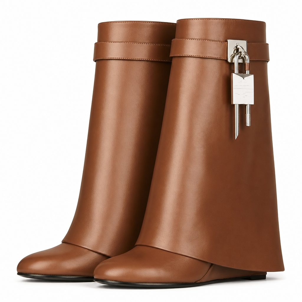 Odette | Womens Platform Boots Heeled Buckle Round Toe Ankle Boots Dark Brown packshot