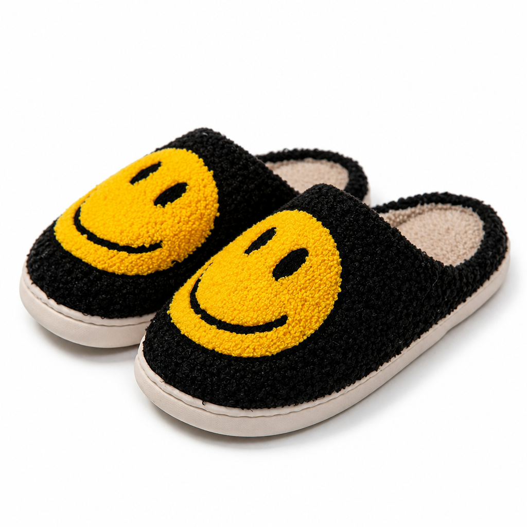 Tamsin | Womens Slippers Fluffy Cute Cartoon Warm House Slippers Black Yellow packshot