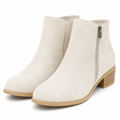 Vesper | Womens Ankle Boots Square Heel Side Zip Pointed Suede Boots Off White packshot