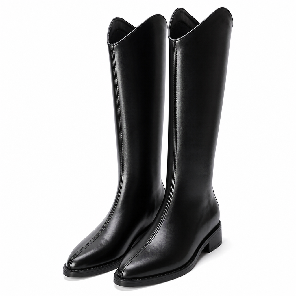 Isolde | Womens Knee High Boots Pointed Toe Winter Boots Black 2 packshot