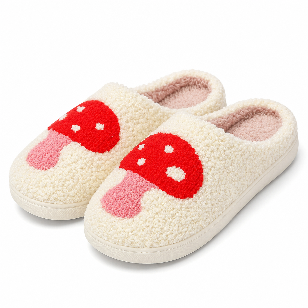 Tamsin | Womens Slippers Fluffy Cute Cartoon Warm House Slippers Mushroom packshot