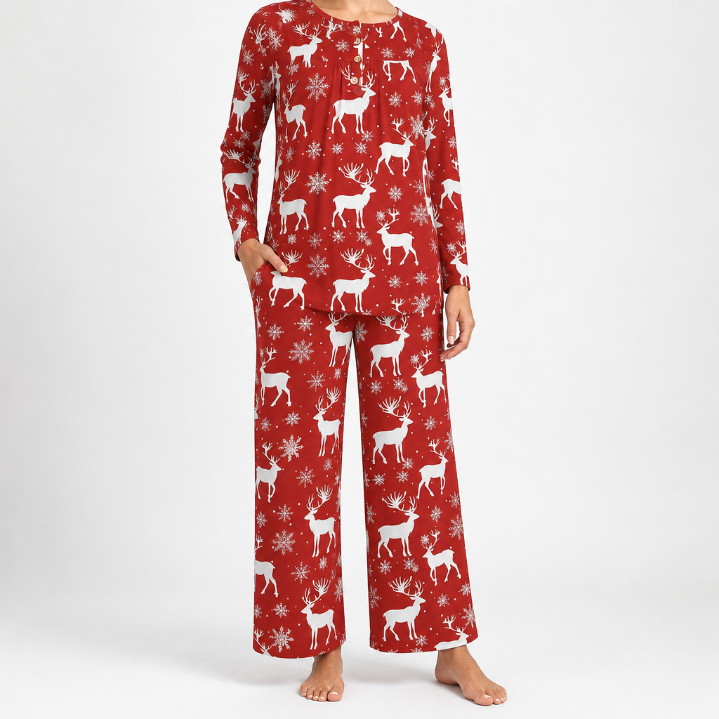 Harriet | Womens Long Sleeve Pyjama Set With Pockets Loungewear, Ivory