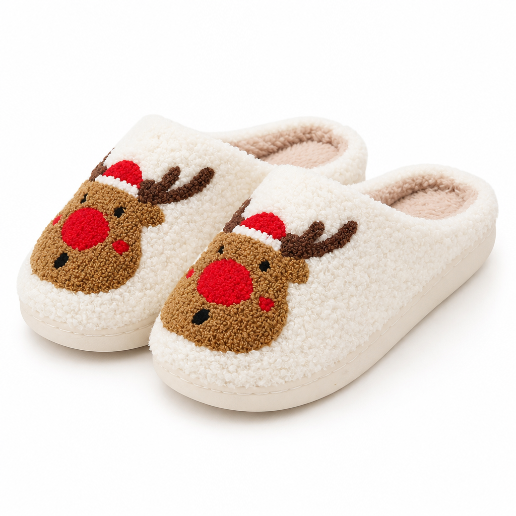 Faas | Womens Slippers Fluffy Warm Memory Foam House Slippers Red packshot